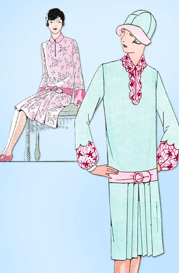 1920s VTG Ladies Home Journal Sewing Pattern 5098 FF Misses Flapper Dress Sz 36B