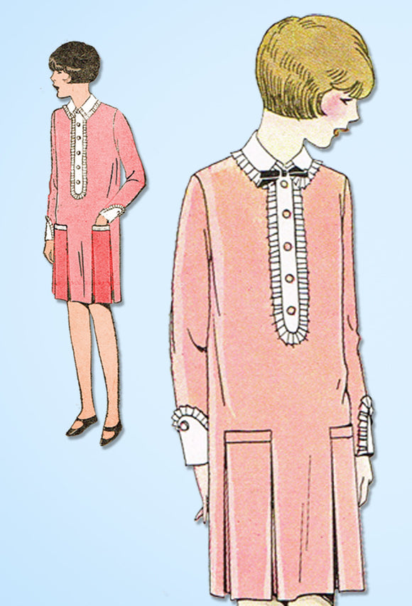 1920s VTG Ladies Home Journal Sewing Pattern 5233 Uncut Girls Flapper Dress Sz12