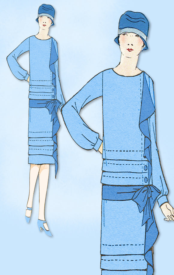 1920s VTG Ladies Home Journal Sewing Pattern 5453 FF Tiered Flapper Dress Sz 36B