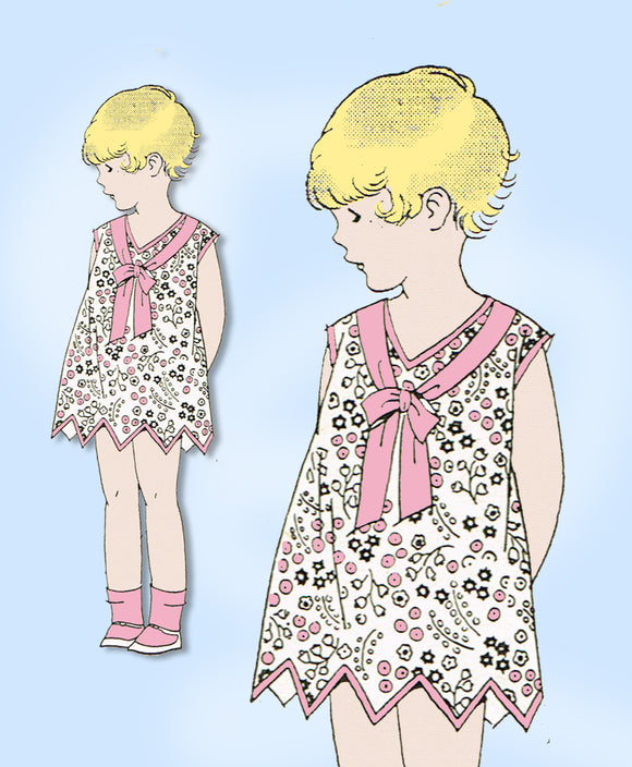 1920s Vintage Ladies Home Journal Pattern 5664 Toddler Girls Zig Zag Dress Sz 4