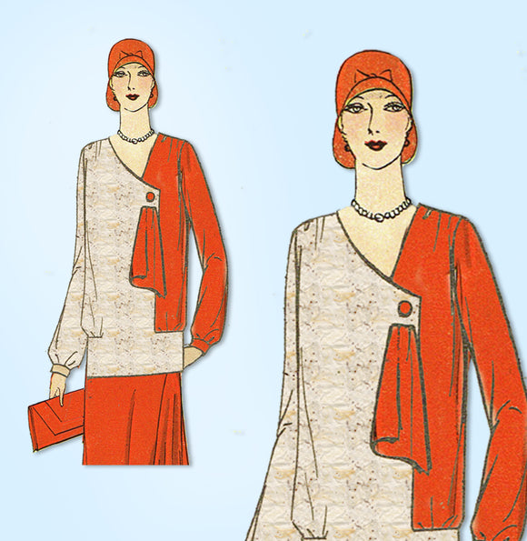 1920s VTG Ladies Home Journal Sewing Pattern 5677 Uncut Flapper Blouse Size 36 B