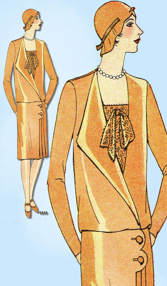 1920s VTG Ladies Home Journal Sewing Pattern 6060 FF Plus Size Flapper Dress 40B