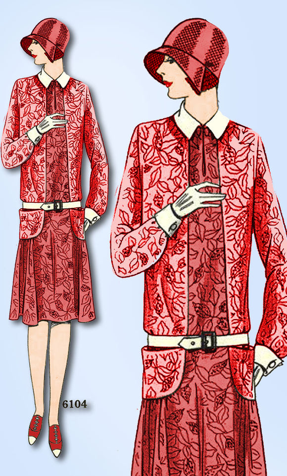 1920s VTG Ladies Home Journal Sewing Pattern 6104 Uncut Misses Flapper Dress 38B