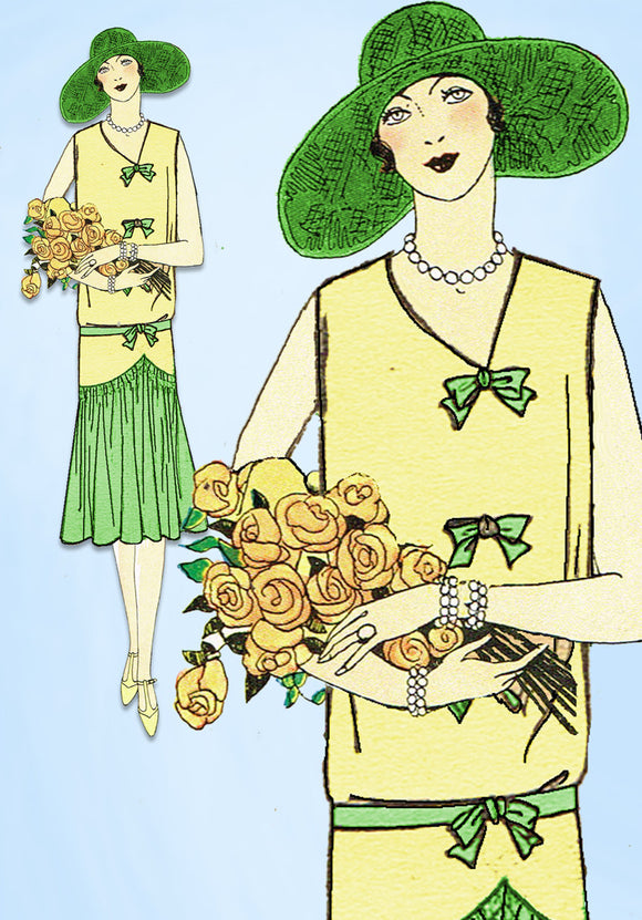 1920s VTG Ladies Home Journal Sewing Pattern 6187 FF Spring Flapper Dress Sz 34B