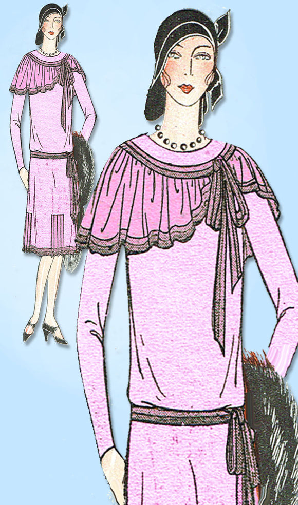 1920s VTG Ladies Home Journal Sewing Pattern 6215 Uncut Flapper Party Dress 36B - Vintage4me2