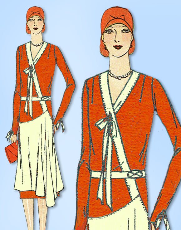 1920s Vintage Ladies Home Journal Pattern 6389 Uncut Misses Flapper Dress Sz 40B
