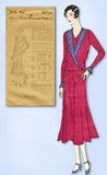 1930s Ladies Home Journal Sewing Pattern 6406 Uncut Misses Surplice Dress Sz 36B