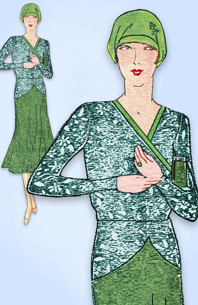 1930s VTG Ladies Home Journal Sewing Pattern 6418 FF Misses Flapper Dress Sz 38B - Vintage4me2