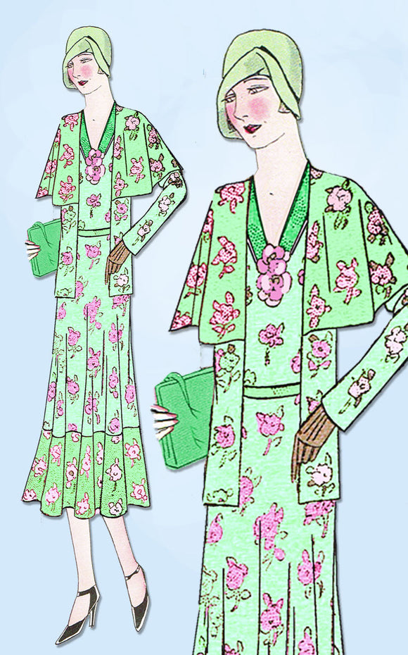 1930s Ladies Home Journal Sewing Pattern 6484 FF Misses Dress & Jacket Sz 38 B