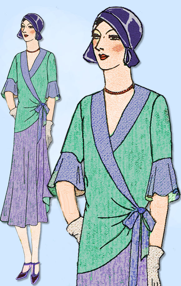 1930s Ladies Home Journal Sewing Pattern 6490 FF Plus Size Afternoon Dress 44 B