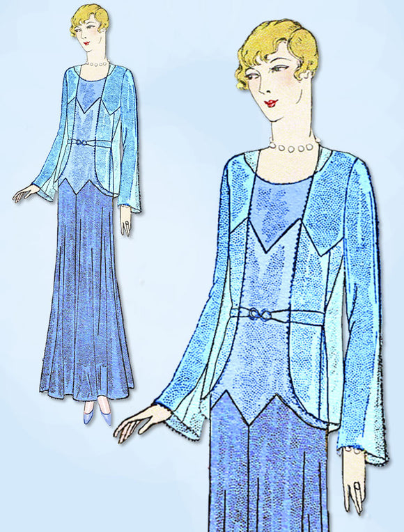 1930s VTG Ladies Home Journal Sewing Pattern 6500 FF Flapper Evening Gown Sz 38B
