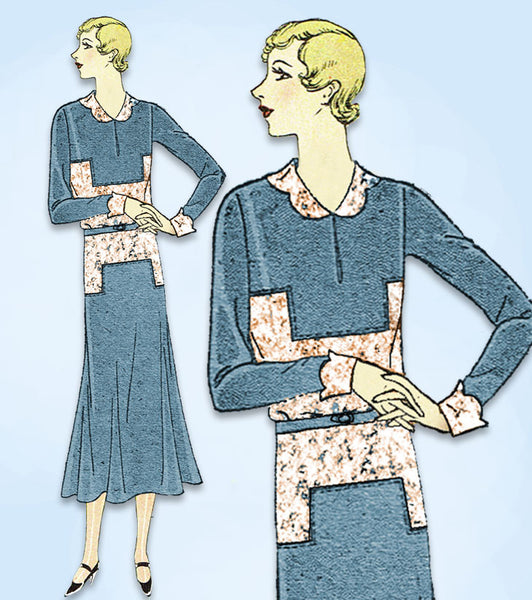 1930s VTG Ladies Home Journal Sewing Pattern 6542 Uncut Misses Day Dress Sz 33 B
