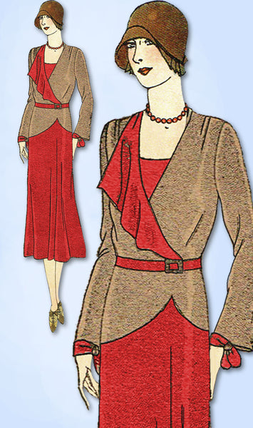 1930 Ladies Home Journal Sewing Pattern 6561 Uncut Misses Afternoon Dress 38 B