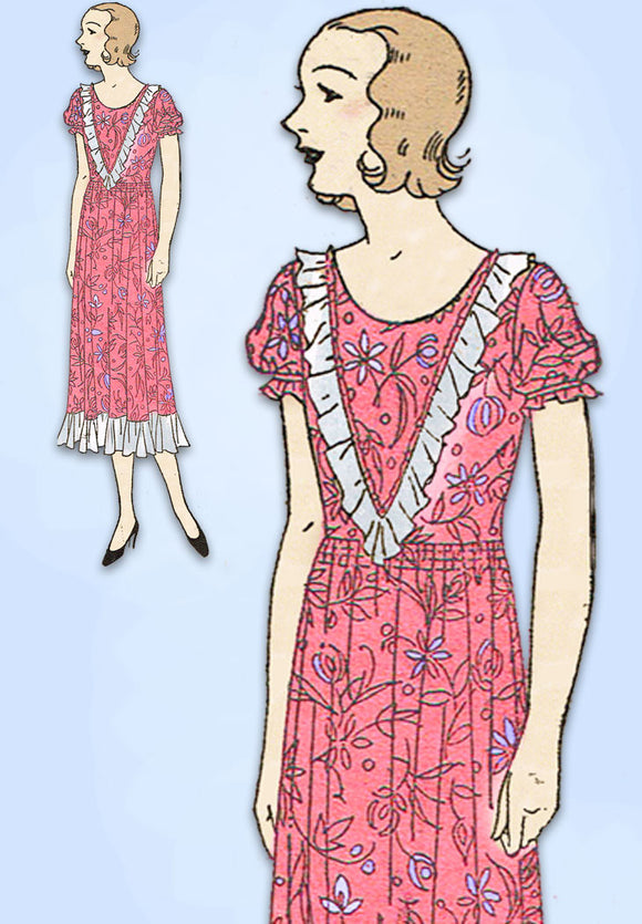 1930s VTG Ladies Home Journal Sewing Pattern 6649 Uncut Misses Street Dress 33B
