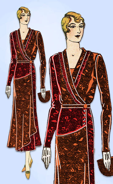 1930s Ladies Home Journal Sewing Pattern 6657 FF Plus Size Afternoon Dress 40 B