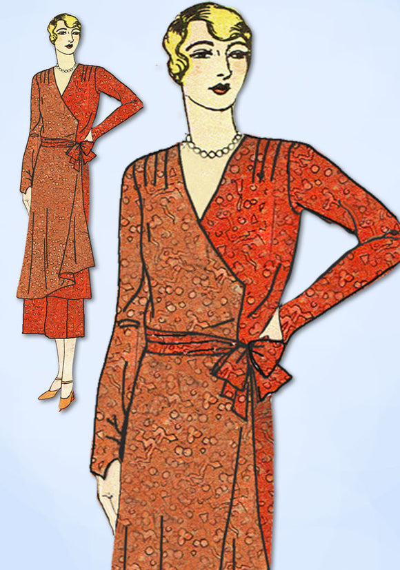 1930s VTG Ladies Home Journal Sewing Pattern 8044 FF Misses Tunic Dress 36 B