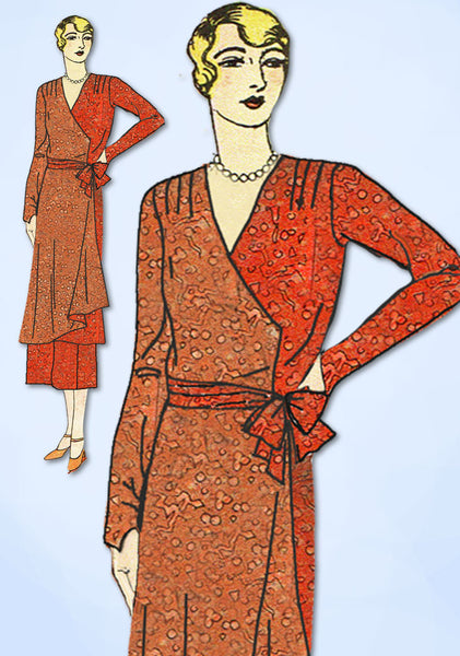 1930s VTG Ladies Home Journal Sewing Pattern 8044 FF Plus Size Tunic Dress 40 B