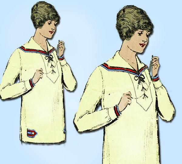 1910s Vintage Ladies Home Journal Pattern 8162 Misses Edwardian Middy Blouse 34B