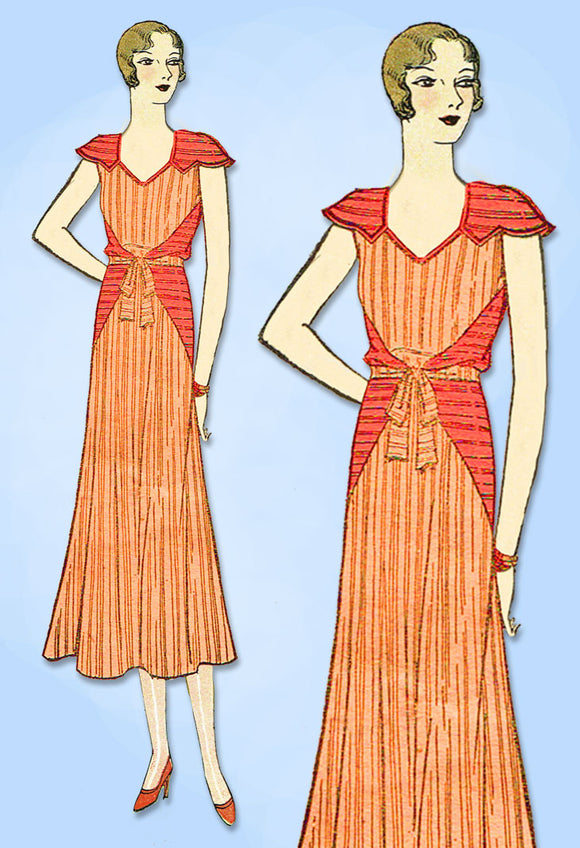 1930s VTG Ladies Home Journal Sewing Pattern 8213 Uncut Misses House Dress 30 B