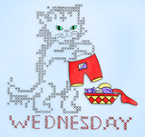 1940s Laura Wheeler Embroidery Transfer 1386 Uncut X-Stitch Kitten Tea Towels - Vintage4me2