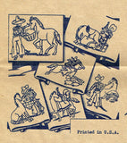 1930s Uncut Laura Wheeler Embroidery Transfer 227 Cowboy Tea Towel Motifs
