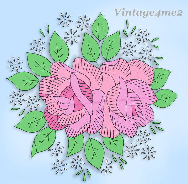 1940s Laura Wheeler Embroidery Transfer 630 Uncut Large Floral Bedspread Motif
