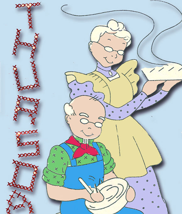 1940s Vintage Laura Wheeler Embroidery Transfer 678 Uncut Granny DOW Tea Towel