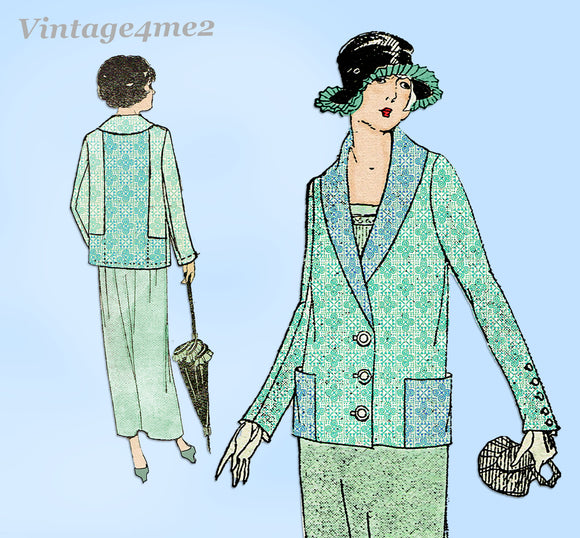 Ladies Home Journal 3892: 1920s Uncut Misses Coat Sz 36 B Vintage Sewing Pattern
