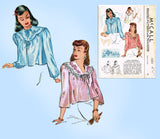 1940s Vintage McCall Sewing Pattern 1123 Uncut Embroidered Bedjacket Size SM