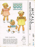 1940s Vintage McCall Sewing Pattern 1189 WWII Baby Girls Smocked Dress 6mos