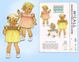 1940s Vintage McCall Sewing Pattern 1189 WWII Baby Girls Smocked Dress 6mos