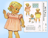 1940s Vintage McCall Sewing Pattern 1189 WWII Baby Girls Smocked Dress 6mos