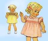 1940s Vintage McCall Sewing Pattern 1189 WWII Baby Girls Smocked Dress 6mos