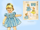 McCall 2320: 1950s Cute Baby Girls Smocked Dress Sz 6 mos Vintage Sewing Pattern