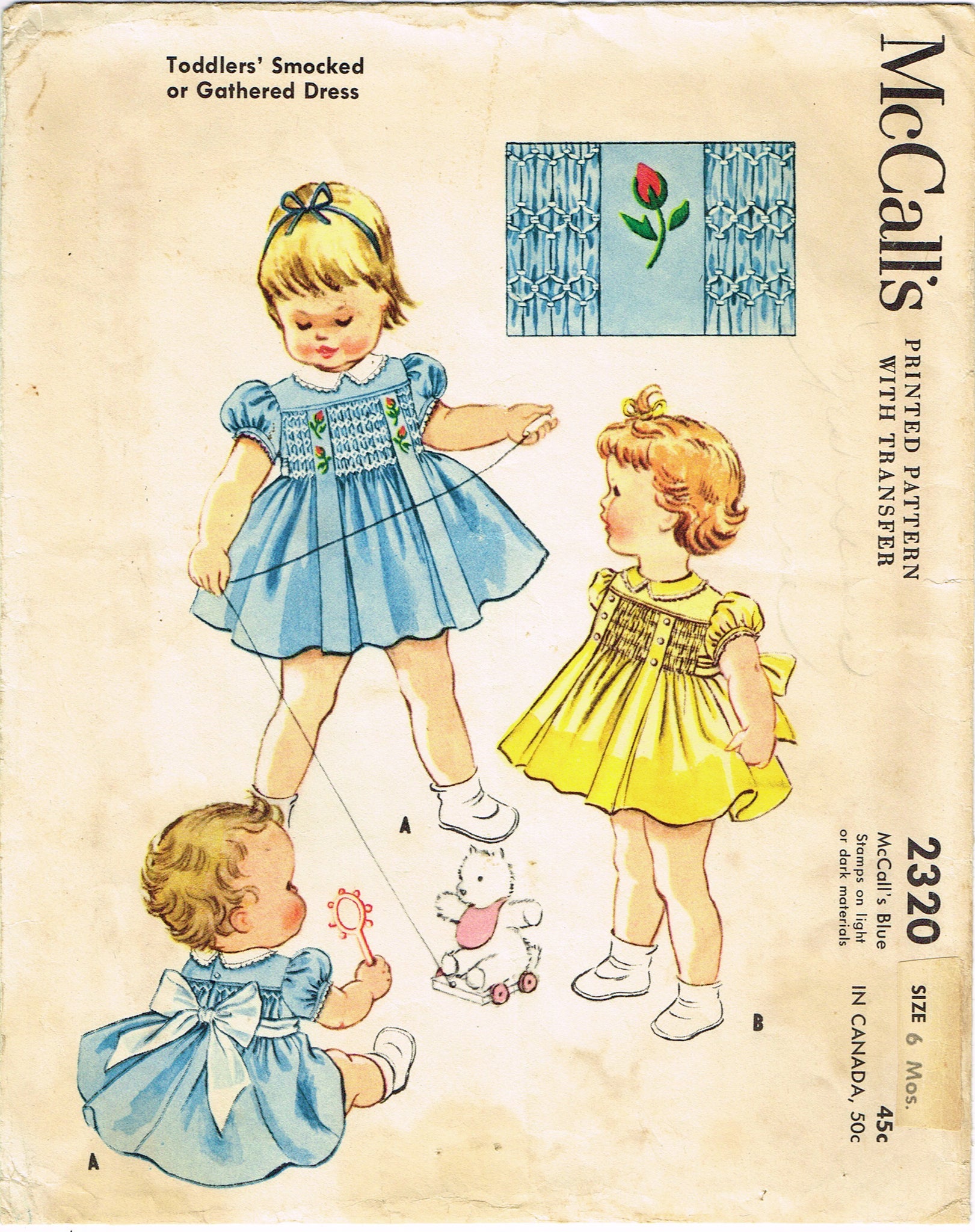 McCall 2320: 1950s Baby Girls Smocked Dress Vintage Sewing Pattern Vintage4me2 McCall 2320: 1950s Baby Girls Smocked Dress Vintage Sewing Pattern Vintage4me2