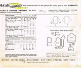 1950s Vintage McCalls Sewing Pattern 2376 Girls Moanogram Blouse Set