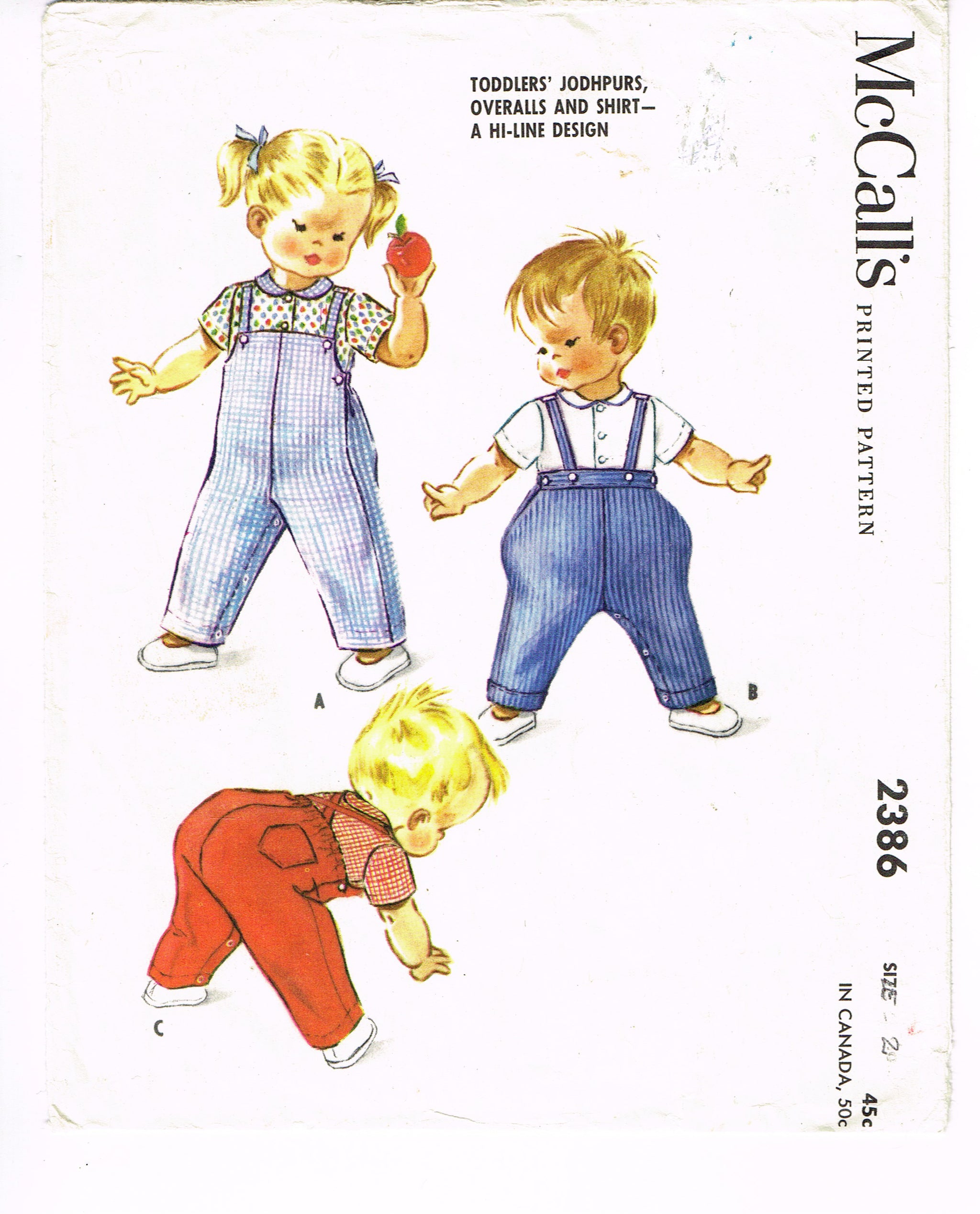 1960s Vintage McCalls Sewing Pattern 2386 Uncut Baby Boys
