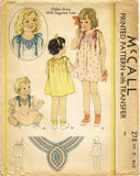 McCall 278: 1930s Rare Little Girls Dress Size 8 Vintage Sewing Pattern