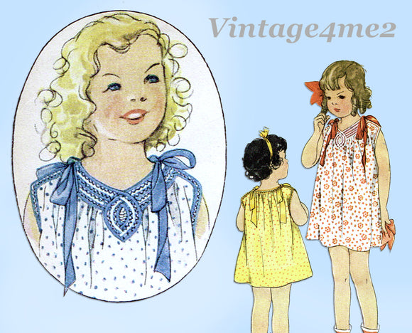 McCall 278: 1930s Rare Little Girls Dress Size 8 Vintage Sewing Pattern