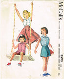 1950s Vintage McCalls Sewing Pattern 3593 Toddler Girls Play Clothes Size 4 23B - Vintage4me2
