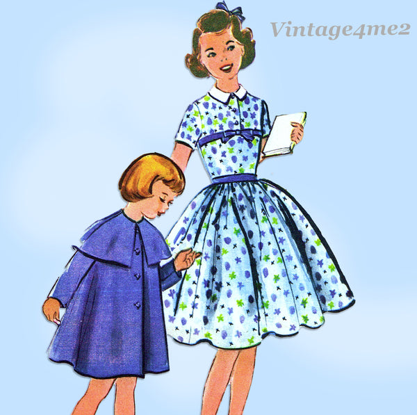 McCall's 3938: 1950s Cute Uncut Girls Dress & Cape Size 6 Vintage Sewing Pattern