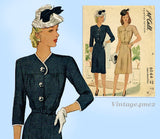 McCall's 6044: 1940s Stunning Misses WWII Dress Size 32 B Vintage Sewing Pattern