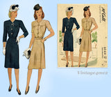 McCall's 6044: 1940s Stunning Misses WWII Dress Size 32 B Vintage Sewing Pattern