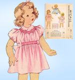 McCall 692: 1930s Cute Toddler Girls Smocked Dress Sz 6mos Vintage Sewing Pattern
