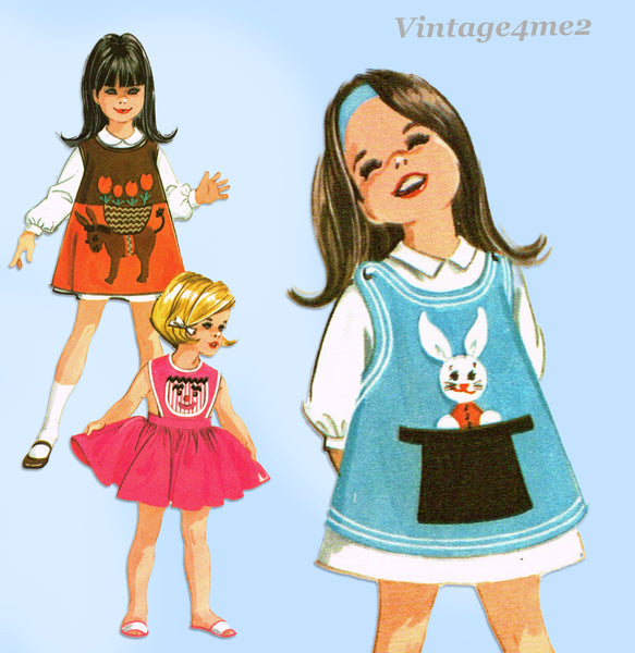 McCall's 7427: 1960s Uncut Toddler Girl Play Apron Sz 4-5 Vintage Sewing Pattern