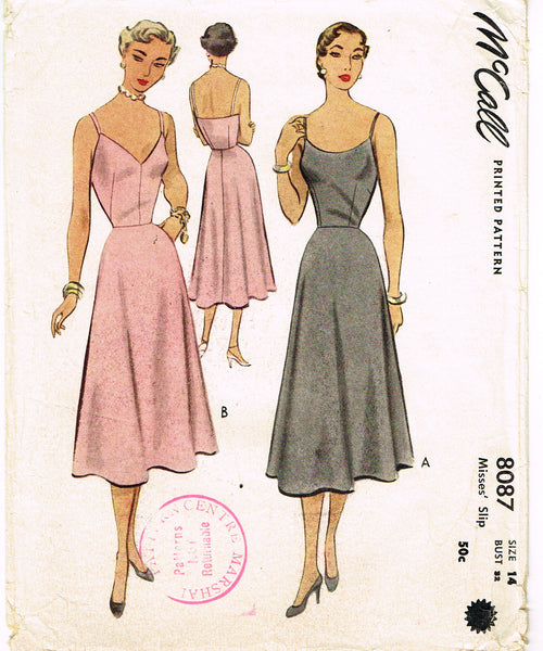 1950s Vintage McCall Sewing Pattern 8087 Elegant Uncut Misses Slip Size 32 Bust