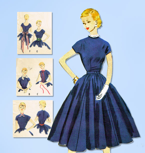 1950s Vintage McCalls Sewing Pattern 9862 Teen Girls Accessory Dress Size 10 28B