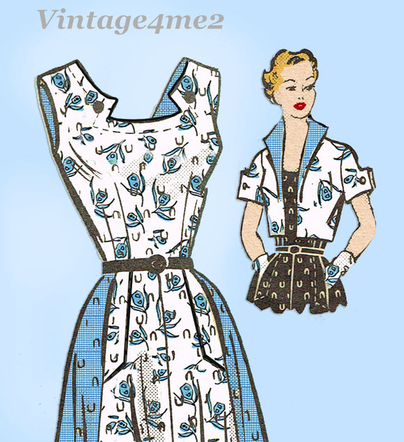Marian Martin 9039: 1950s Misses Sun Dress & Jacket 38B Vintage Sewing Pattern