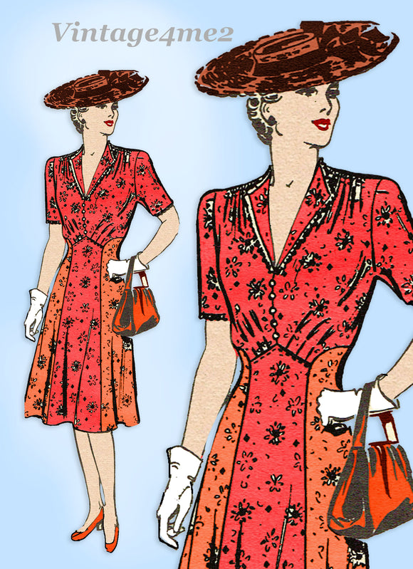 Marian Martin 9041: 1940s Uncut Misses Street Dress 38B Vintage Sewing Pattern