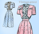 Marian Martin 9083: 1940s Misses Dress w Mock Bolero 38 B Vintage Sewing Pattern